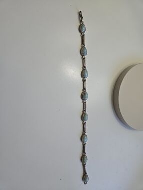 Silver Bracelet with Light Blue Stone Accents